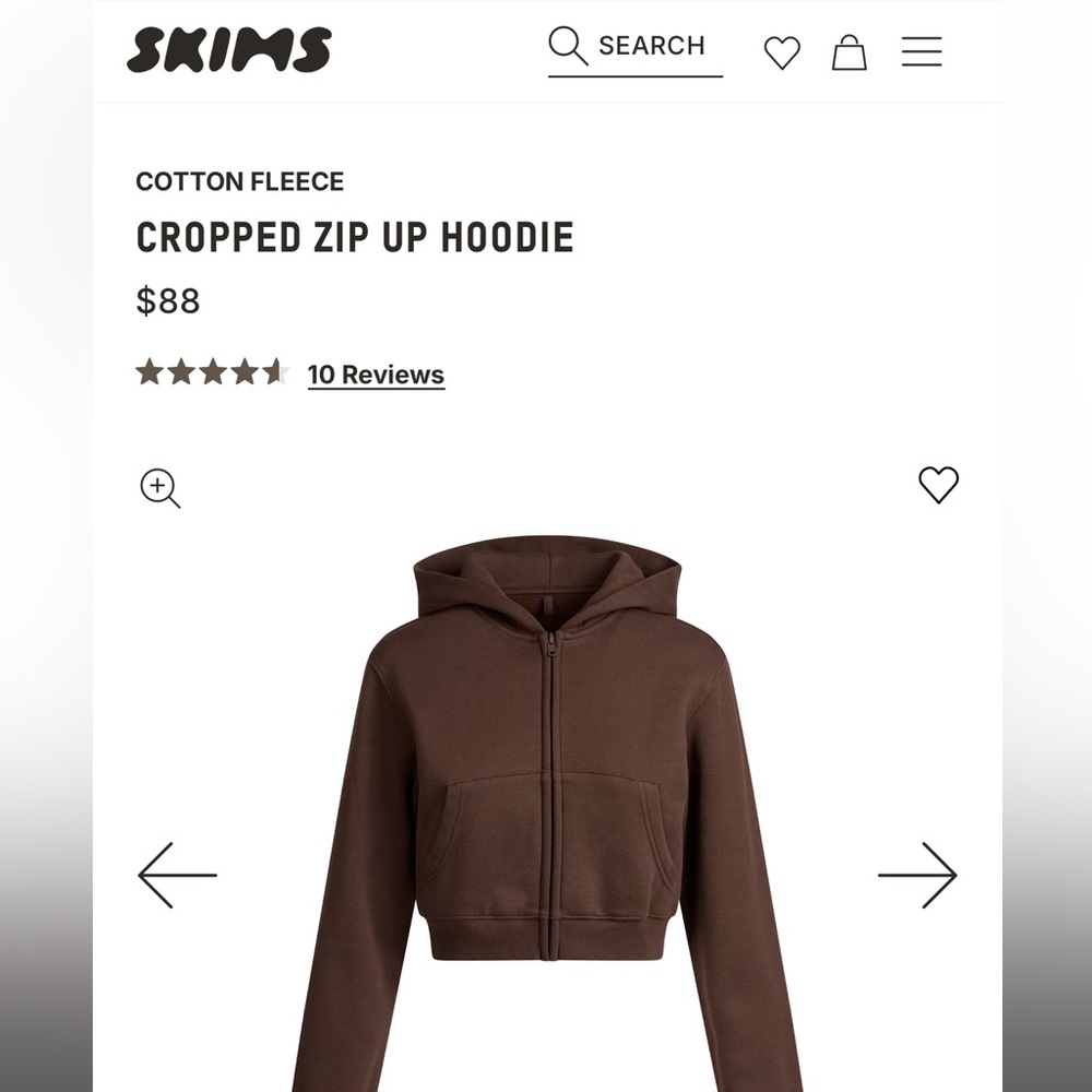 SKIMS Women's Cropped Hoodie in Dark Brown